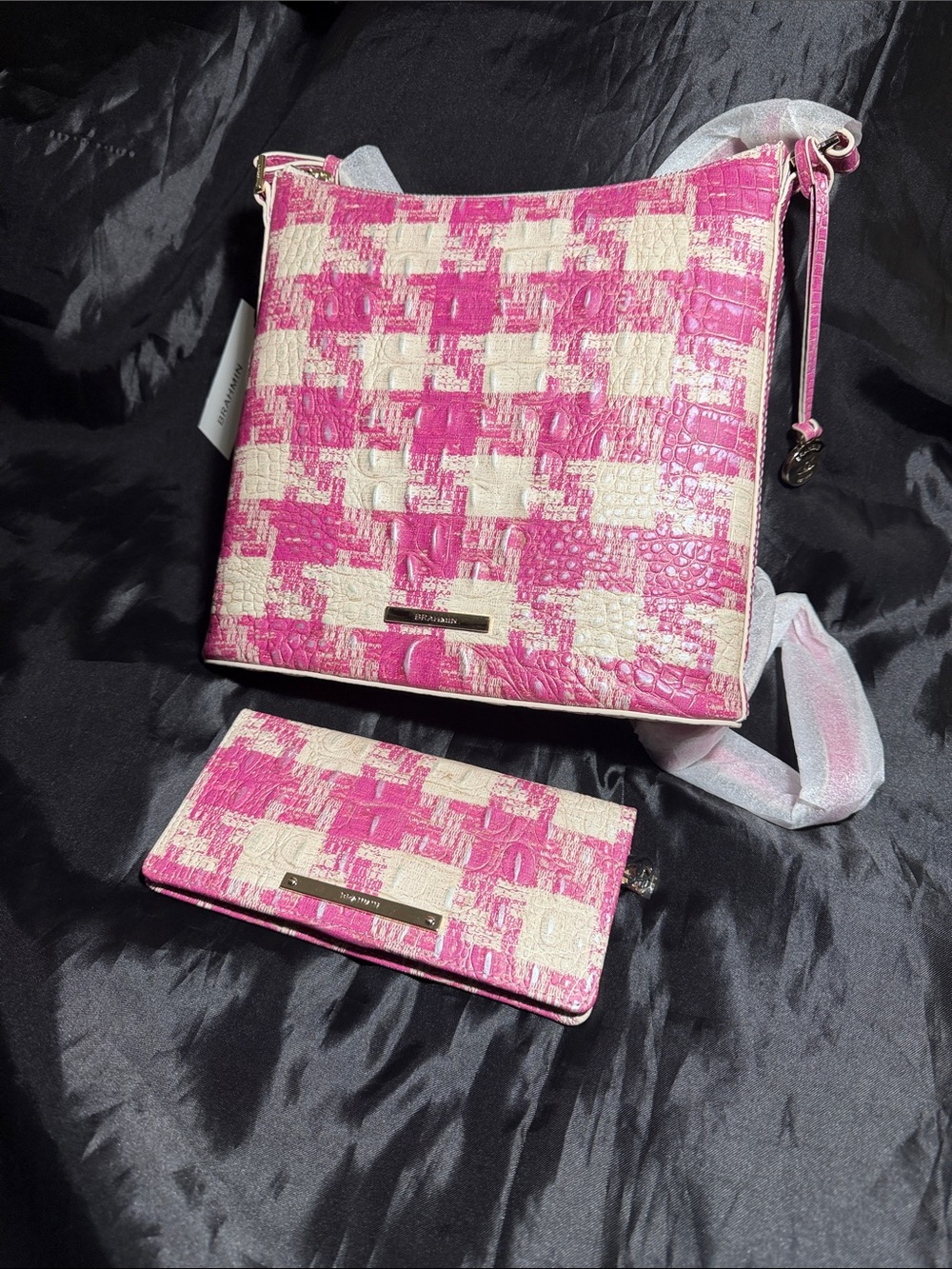 Brahmin Katie Empower Sakura Crossbody Bag & Matching Ady Wallet with Dust Bag